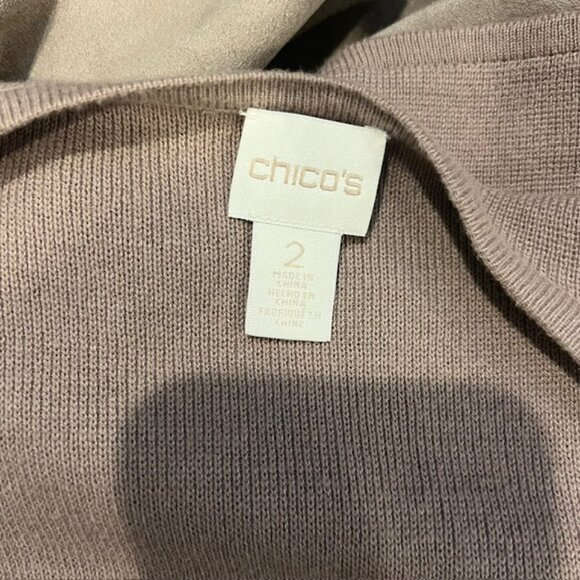 Chico's Taupe Long Sleeve Decorative Lace Front Jacket Size L - Picture 9 of 9